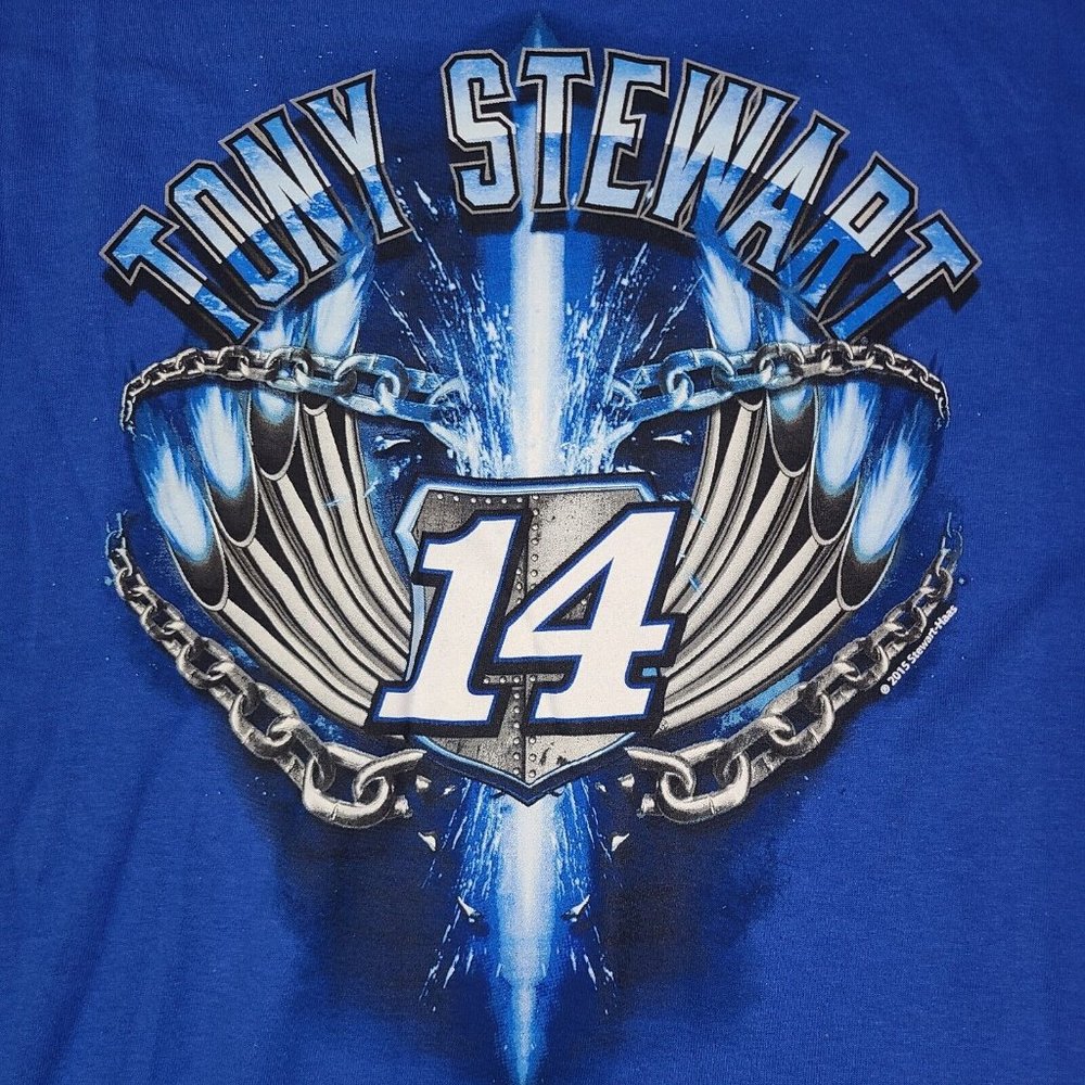Nascar #14 Tony Stewart Men's Short Sleeve T Shirt XL Blue 2015‎ Racing Shirt - Picture 2 of 8